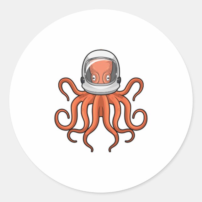Octopus as Astronaut Classic Round Sticker (Front)