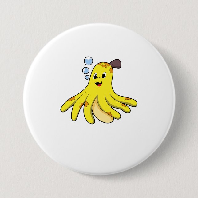 Octopus as Banana 7.5 Cm Round Badge (Front)