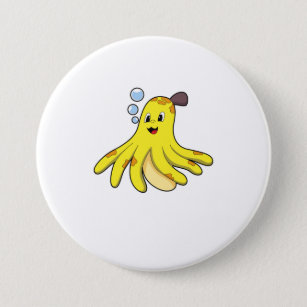Octopus as Banana 7.5 Cm Round Badge