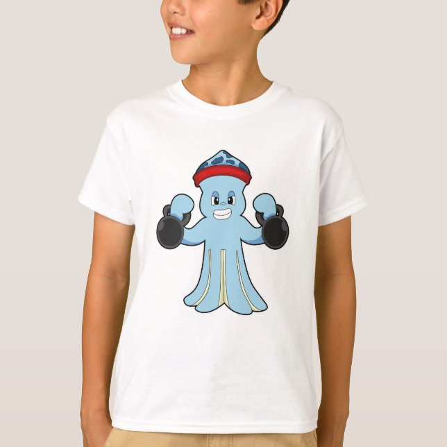 Octopus as Bodybuilder with Dumbbells T-Shirt (Front)