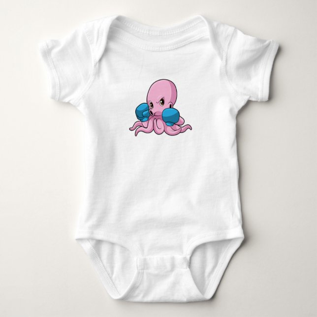 Octopus as Boxer with Boxing gloves Baby Bodysuit (Front)