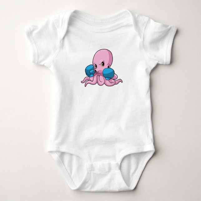 Octopus as Boxer with Boxing gloves Baby Bodysuit (Front)