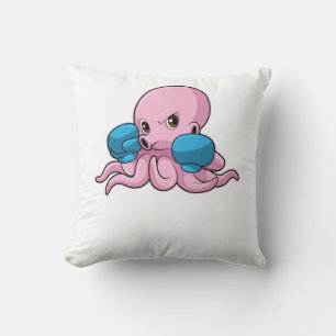 Octopus as Boxer with Boxing gloves Cushion
