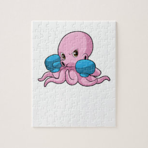 Octopus as Boxer with Boxing gloves Jigsaw Puzzle