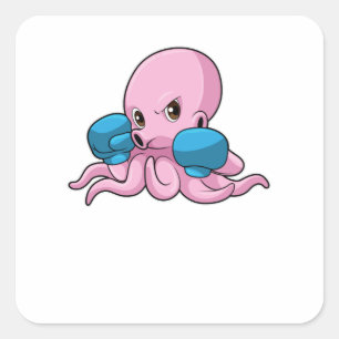 Octopus as Boxer with Boxing gloves Square Sticker