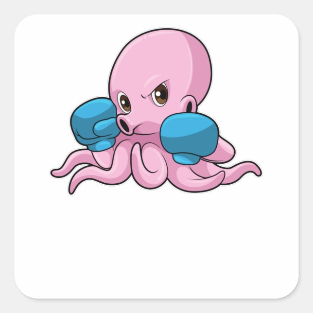 Octopus as Boxer with Boxing gloves Square Sticker (Front)