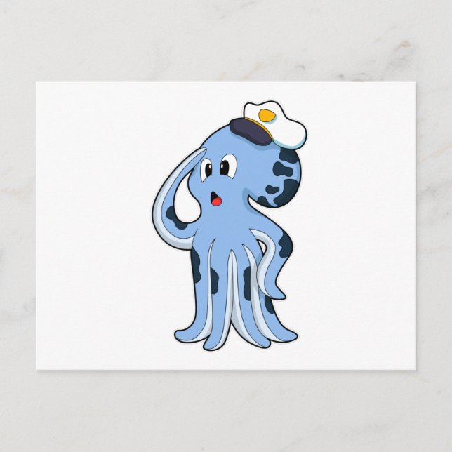 Octopus as Captain with Cap Postcard (Front)