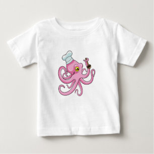 Octopus as Cook with Wooden spoon Baby T-Shirt