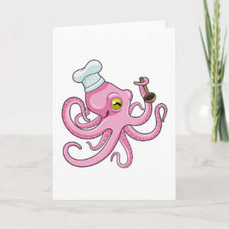 Octopus as Cook with Wooden spoon Card