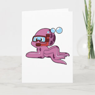 Octopus as Diver with Snorkel Card