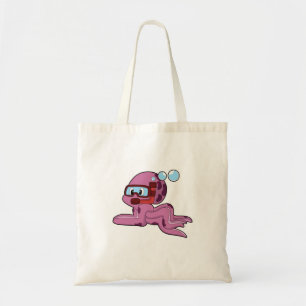 Octopus as Diver with Snorkel Tote Bag