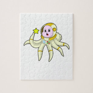 Octopus as Diver with Star Jigsaw Puzzle