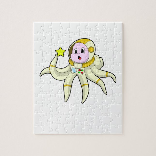 Octopus as Diver with Star Jigsaw Puzzle (Vertical)
