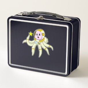 Octopus as Diver with Star Metal Lunch Box