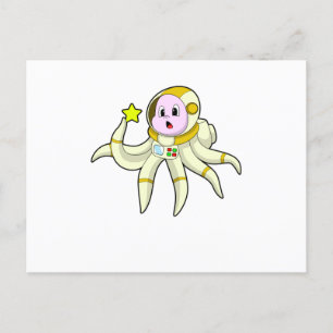 Octopus as Diver with Star Postcard