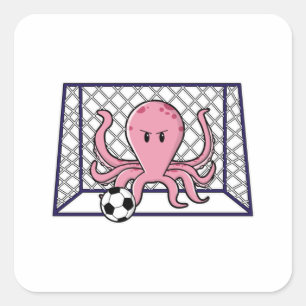 Octopus as Goalkeeper with Soccer ball Square Sticker