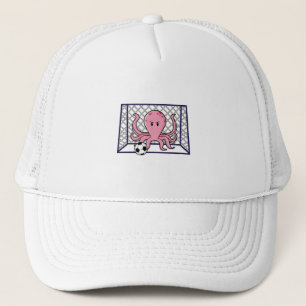 Octopus as Goalkeeper with Soccer ball Trucker Hat