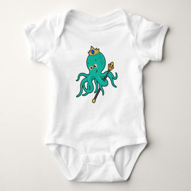 Octopus as King with Trident Baby Bodysuit (Front)