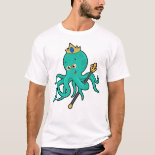Octopus as King with Trident T-Shirt