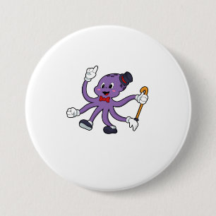 Octopus as Magician with Hat 7.5 Cm Round Badge