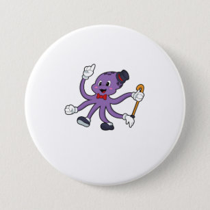 Octopus as Magician with Hat 7.5 Cm Round Badge