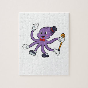 Octopus as Magician with Hat Jigsaw Puzzle