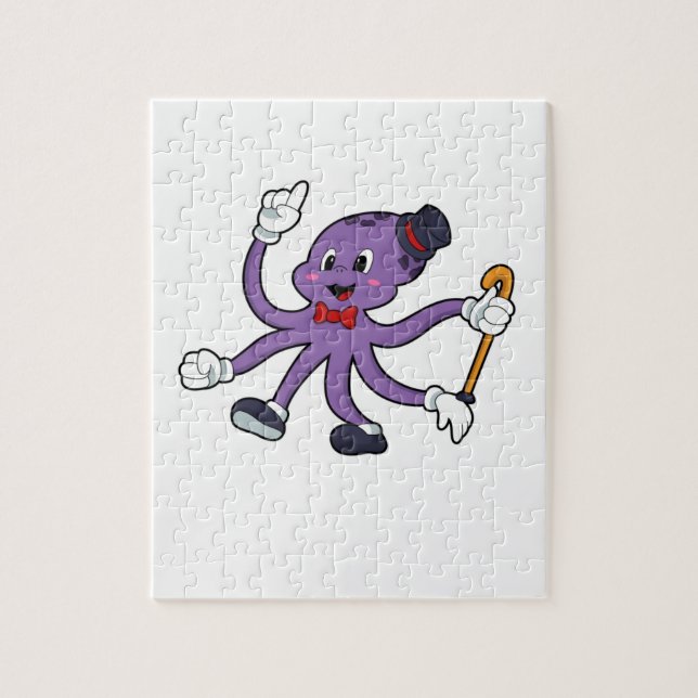 Octopus as Magician with Hat Jigsaw Puzzle (Vertical)