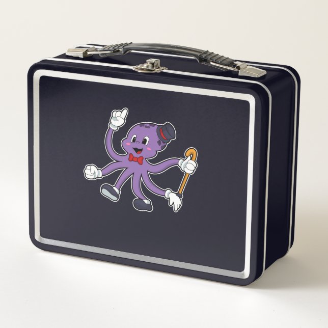 Octopus as Magician with Hat Metal Lunch Box (Front)