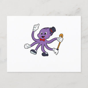Octopus as Magician with Hat Postcard
