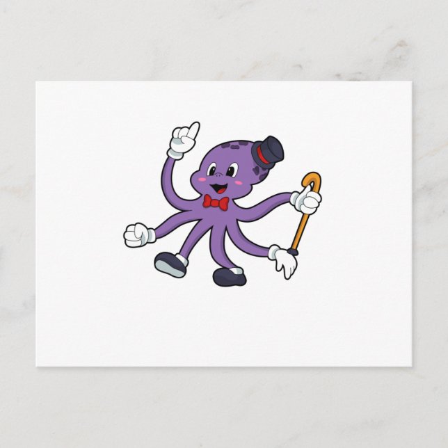 Octopus as Magician with Hat Postcard (Front)
