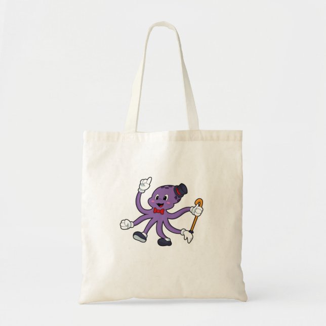 Octopus as Magician with Hat Tote Bag (Front)