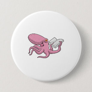Octopus as Nerd witth Book 7.5 Cm Round Badge