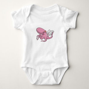 Octopus as Nerd witth Book Baby Bodysuit