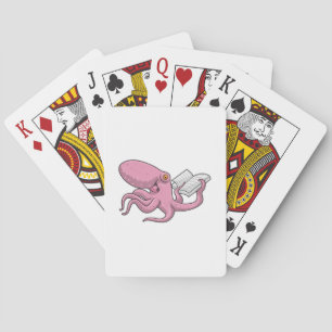 Octopus as Nerd witth Book Playing Cards