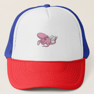 Octopus as Nerd witth Book Trucker Hat