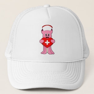 Octopus as Nurse with Heart Trucker Hat
