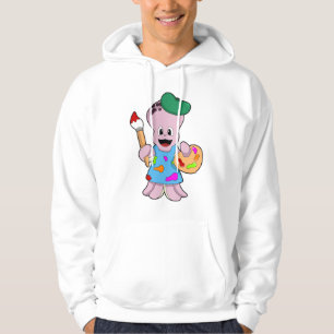 Octopus as Painter with Paint brush Hoodie
