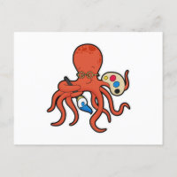 Octopus as Painter with Paint & Brush