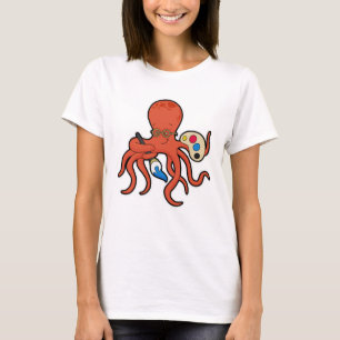 Octopus as Painter with Paint & Brush T-Shirt