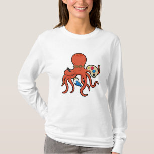 Octopus as Painter with Paint & Brush T-Shirt