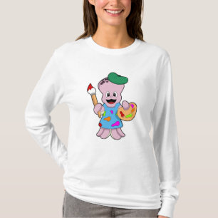 Octopus as Painter with Paint brush T-Shirt