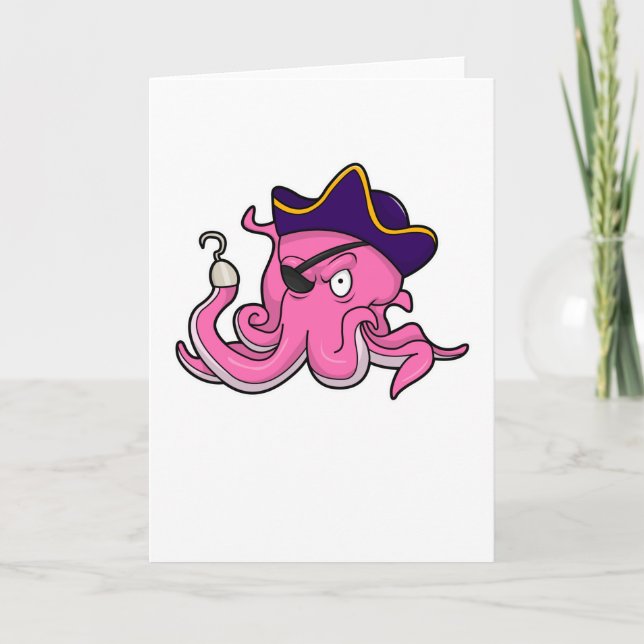 Octopus as Pirate with Hooked hand Card (Front)