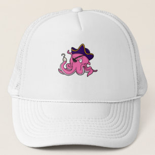 Octopus as Pirate with Hooked hand Trucker Hat