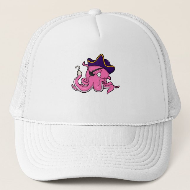Octopus as Pirate with Hooked hand Trucker Hat (Front)