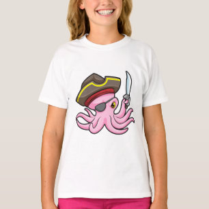 Octopus as Pirate with Saber & Eye patch T-Shirt