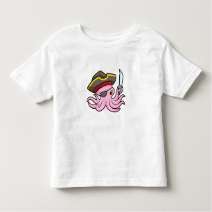 Octopus as Pirate with Saber & Eye patch Toddler T-Shirt