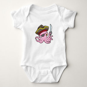 Octopus as Pirate with Sabre & Eye patch Baby Bodysuit