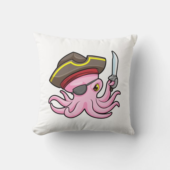 Octopus as Pirate with Sabre & Eye patch Cushion (Front)