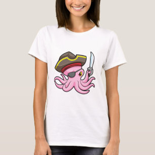 Octopus as Pirate with Sabre & Eye patch T-Shirt