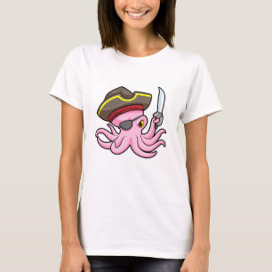 Octopus as Pirate with Sabre & Eye patch T-Shirt